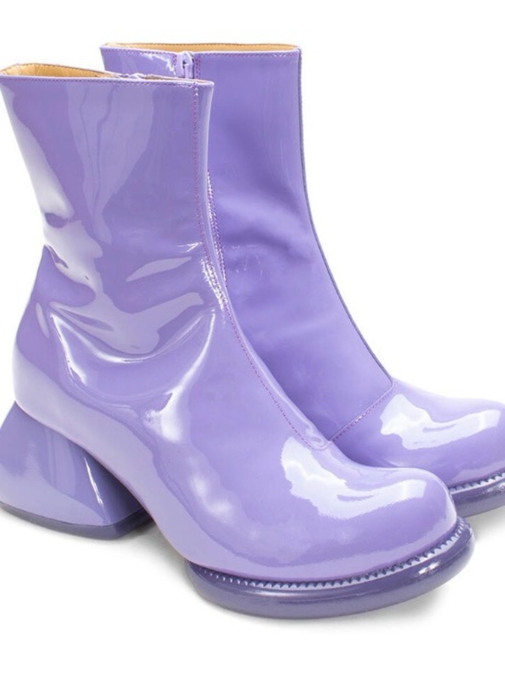 John Fluevog Lavender Patent Ankle Boots